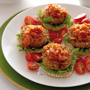 Hamburgers with BBQ sauce