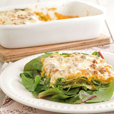 Tasty butternut squash and spinach Italian lasagna