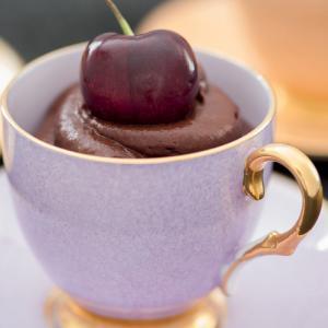 Individual serving of chocolate mousse in a cup