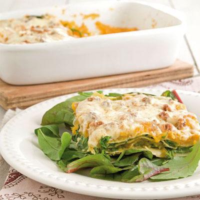 Tasty butternut squash and spinach Italian lasagna