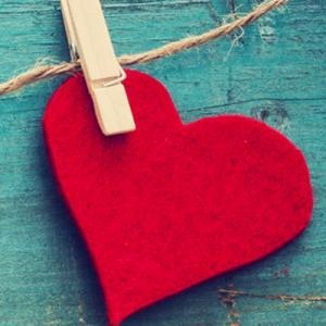 Valentine heart cut outs hanging on string