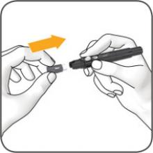 Insert lancet drum and replace cap.
