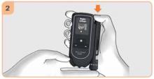 Press the lancing device firmly against the selected puncture site to obtain a drop of blood.