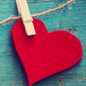 Valentine heart cut outs hanging on string